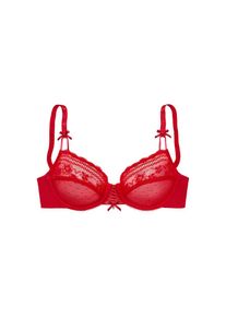 Nuance, B&uuml;gel-BH mit dekorativer Schn&uuml;rung und Zierschleifen, verf&uuml;hrerische Dessous, rot, 80 - Cup C
