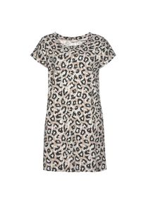 Lascana, Damen, Nachthemd Mit Folien- oder Allover-Druck, ecru-nougat-schwarz, N-Gr, 32/34 -N-Gr, ecru-nougat-schwarz, Gem&uuml;tliches Bigshirt mit 