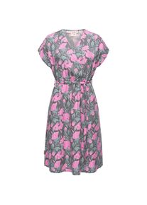 Ragwear, Damen, Jerseykleid &raquo;Sommerkleid Selyma Organic&laquo;, Grey, N-Gr, XL -N-Gr, Grey, Kurzarm Kleid mit V-Ausschnitt und Tailleng&uuml;rtel