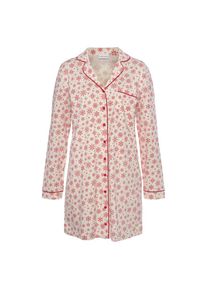 Lascana, Damen, Nachthemd mit winterlichem Alloverprint, ecru-rot bedruckt, N-Gr, 32/34 -N-Gr, ecru-rot bedruckt, Festliches Nachthemd mit Paspeln