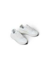 Calvin Klein Jeans, Damen, Sneaker &raquo;EVA RUNNER LACE UP MAT MIX&laquo; Halbschuh, Freizeitschuh, Schn&uuml;rschuh mit leichter Profilsohle, wei&szlig;-silberfarben, 42,