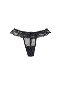 Petite Fleur Gold, Damen, String mit Spitze, schwarz, 44/46, schwarz, Sexy String Tanga mit ger&uuml;schter Spitzenkante
