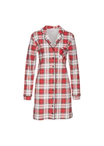 Lascana, Damen, Sleepshirt aufgesetzte Tasche mit Karomuster und Paspeln, rot, N-Gr, 32/34 -N-Gr, rot, Festliches, kariertes Nachthemd mit Paspeln