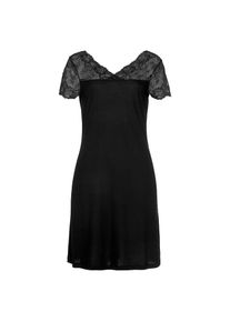 Lascana, Damen, Nachthemd mit Spitzeneinsatz, schwarz, N-Gr, 32/34 -N-Gr, schwarz, Verf&uuml;hrerisches Nachthemd mit kurzen &Auml;rmeln