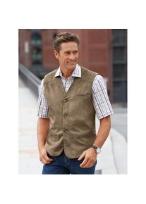 Marco Donati, Herren, Lederimitatweste, taupe, 48, taupe, Weste mit &raquo;King ́s Club&laquo;-Stickerei im Halslochspiegel