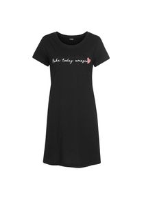 Vivance Dreams, Damen, Nachthemd in bequemer Weite mit Schriftzug, schwarz, N-Gr, 32/34 -N-Gr, schwarz, Bigshirt in bequemer Weite
