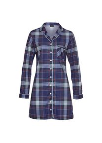 H.I.S. H.I.S, Damen, Nachthemd Brusttasche aus Flanell im Karo-Design, blau-kariert, N-Gr, 32 -N-Gr, blau-kariert, Flanell-Nachthemd im Karo-Muster