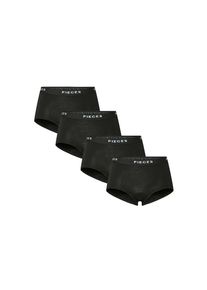 Pieces, Damen, Hipster &raquo;PCLOGO LADY 4 PACK SOLID NOOS BC&laquo; Packung, 4er-Pack, 4 Stk. Baumwollmischung, Black, 4 Stk., S (36) -4 Stk., Black, Hipster 