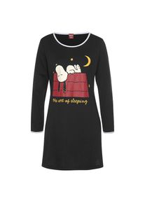 PEANUTS, Damen, Nachthemd mit Snoopy Druckmotiv, schwarz, N-Gr, 32/34 -N-Gr, schwarz, Kurzes Nachthemd mit Comic-Motiv vorn