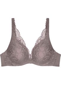 Triumph, B&uuml;gel-BH &raquo;Body Make-Up Illusion Lace&laquo; Komfort-B&uuml;gel, wattiert, Spitze, weiche Microfaser, tiefes Dekollet&eacute;, PIGEON GREY, Cup D, 80 -Cup D, 