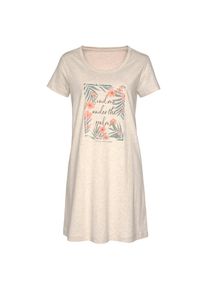 Lascana, Damen, Sleepshirt mit Palmen-Print, sand-meliert, N-Gr, 32/34 -N-Gr, sand-meliert, Bequemes Nachthemd mit Palmendruck