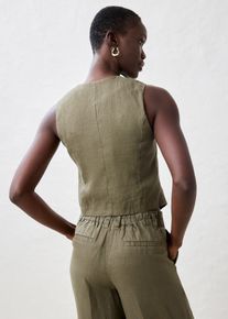 bonprix D&aacute;mska Pl&aacute;ten&aacute; vesta z čist&eacute;ho pl&aacute;tna, zelen&aacute;, 50