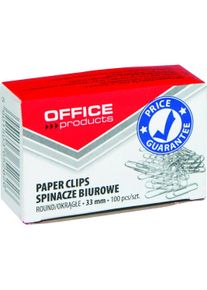 Office Products, B&uuml;roklammer, B&uuml;roklammern abgerundet, 33mm, 100stk, silber (100 x)