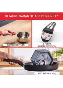 Tefal 8-teiliges Kochset mit abnehmbaren Griffen, leicht, platzsparend, schnelle Erw&auml;rmung, Pfanne + Kochtopf, Schwarz