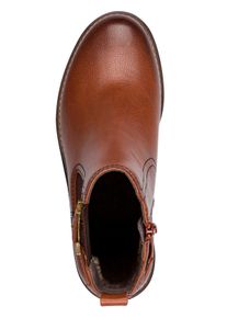 Jana Dames Enkellaarsje met siertrensje in cognac ,maat 41, Witt, 100% Imitatieleer