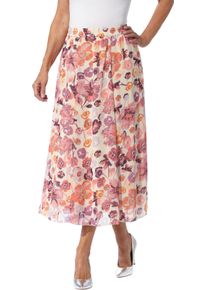 Dames Comfortrok met bloemenpatroon ivoor/flamingo bedrukt Maat 26