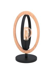 Eglo Tischleuchte &raquo;BASILDON Tischlampe, Stahl und Holz, E27, IP20, Nachttischlampe, Lampe&laquo; E27 1 Stk. Tischleuchte, L19 x B16 x H34, 50, schwarz, 
