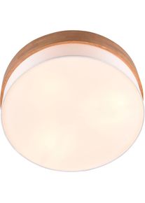 Trio Leuchten Deckenleuchte &raquo;Seasons&laquo; E27 1 Stk. warmwei&szlig; - kaltwei&szlig; Deckenlampe Holz mit Stoffschirm &Oslash;50cm exkl 3xE27 max 40W
