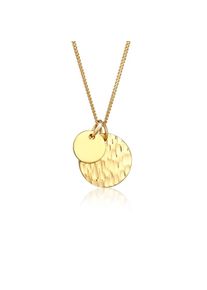 Elli Kette mit Anh&auml;nger &raquo;Halskette Pl&auml;ttchen M&uuml;nzen Geh&auml;mmert Look 925 Silber&laquo;