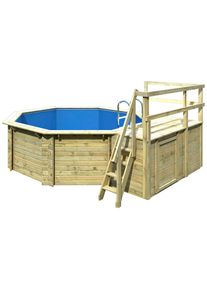 Karibu Achteckpool &raquo;PORTO Set C &Oslash;xH: 358x124 cm&laquo; mit Technikraum unter dem Sonnendeck