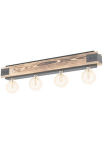 Eglo Deckenleuchte &raquo;LAYHAM Deckenlampe, Vintage, Holz und Stahl, E27, Flurlampe, Lampe&laquo; E27 1 Stk. Deckenleuchte, Wohnzimmer, L76 x B8, 5 x H10 cm, 