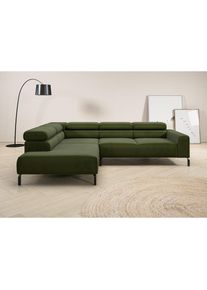 Home Affaire Ecksofa &raquo;Antonelli, L-Form, inkl. Kopfteilverstellung, Breite 276 cm&laquo; ohne Sitztiefenverstellung, in Feincord, moos