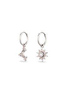 Elli Paar Creolen &raquo;Ohrringe Creole Mond Sonne Zirkonia Wei&szlig; Rosa 925 Sterling Silber&laquo;