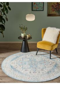 benuta Nest Vaskbart teppe Miray Flerfarget/bl&aring; &oslash; 160 cm rund Vintage