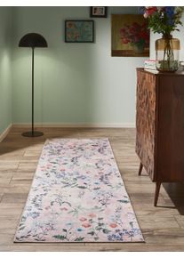 benuta Nest L&oslash;per Milly Veelkleurig/Roze 80x240 cm Botaniske planter og blomster