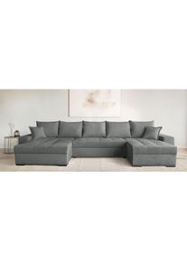 OTTO home, Wohnlandschaft &raquo;U-Form Home System&laquo; 2 Ottomanen, Bonnelfederkern, Schlaffunktion, grau, 100%Polyester, B/H/T: 333 cm x 41 cm x 161 cm, grau