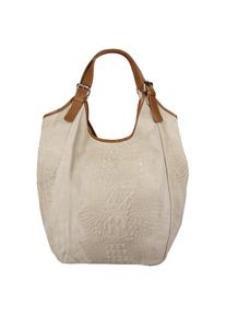 Samantha Look, Damen, Shopper echt Leder, Made in Italy, beige, beige, H&ouml;he 45 cm x Breite 45 cm x Tiefe 13 cm