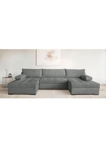 OTTO home, Wohnlandschaft &raquo;U-Form Home System&laquo; 2 Ottomanen, Bonnelfederkern, Schlaffunktion, grau, 100%Polyester, B/H/T: 307 cm x 41 cm x 161 cm, grau