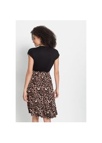 Lascana, Damen, Jerseykleid mit Gummibund und R&uuml;schenkante in der Taille, Leoprint, schwarz-leo-bedruckt, 36 - N-Gr, Strandkleid in modischer 2-in-1 