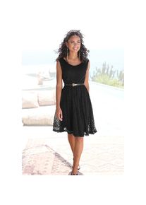 Lascana, Damen, Spitzenkleid mit breiten Tr&auml;gern, elegantes Sommerkleid, festlich, schwarz, N-Gr, 34 -N-Gr, schwarz, Tiefer Rundhalsausschnitt und 