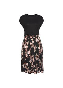 Lascana, Damen, Jerseykleid mit bedrucktem Rock, kurz&auml;rmliges Sommerkleid, casual, schwarz-orange-bedruckt, 34 - N-Gr, Strandkleid mit bedrucktem 