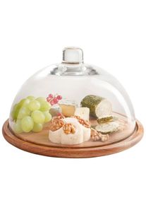 Leonardo Servierplatte , Braun, Transparent , Holz, Glas , Akazie , rund , 17 cm , Geschirr, Tischkultur & Serviergeschirr, Servierplatten