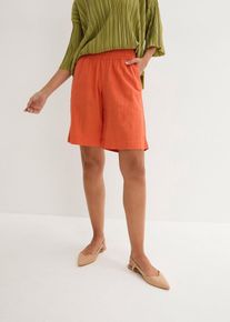 bonprix D&aacute;mska Bermudy z pl&aacute;teno-visk&oacute;zov&eacute;ho mixu, oranžov&aacute;, 50