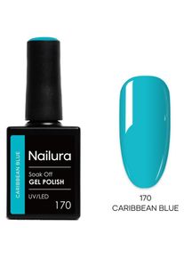 Nailura, Nagellack, - Gel Polish 170 - Caribbean Blue - 10 ml (Caribbean Blue, Gel-Effekt Nagellack)