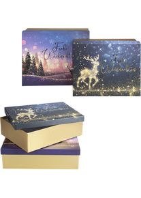 Idena, Geschenkverpackung, Geschenkboxen Weihnachten schwarz/gold L: 34x10x27cm, M: 31x9x24,5cm 2 St&uuml;ck (2x)