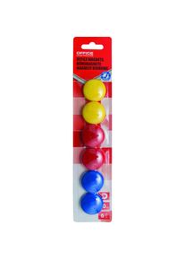 Office Products, Magnet, Displaymagnete rund, durchmesser 30mm, 6stk., blister, farbig sortiert (6 x)