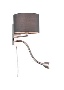 Trio, Wandleuchte + Deckenleuchte, Wandleuchte Hotel 271170211 Nickel matt, Schirm grau, 1 x 3,1W LED, 310 lm, 3000K, 1 x E14 (310 lm, E14)