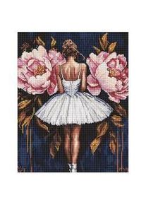 Ideyka Diamantmosaik - Ballerina mit Pfingstrosen, 40 x 50 cm