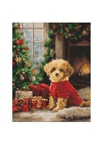 Ideyka Diamantmosaik - Pudel am Weihnachtsbaum 40x50cm