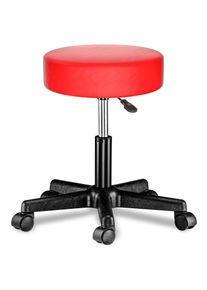 Casaria Taburete con ruedas giratorio 360&deg; rojo