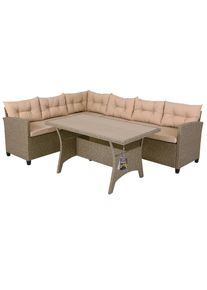 Casaria Polyrotan Loungeset Lissabon Cr&egrave;me/Beige incl kussens