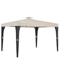 Deuba Pabell&oacute;n Polyrattan Negro/Crema 3x4m