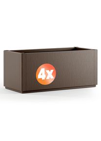 Casaria Bloempot Ethica Set van 4 Bruin plastic 80x36x36cm