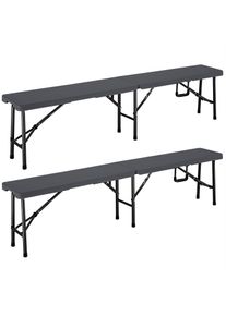 Casaria Picknickbank Set van 2 Antraciet Kunststof 180cm