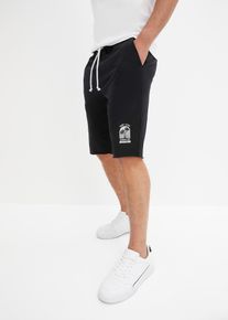 bonprix Bermudy dresowe z brzegami bez obszycia, z bawełny organicznej, Loose Fit, czarny, 44/46 (S)