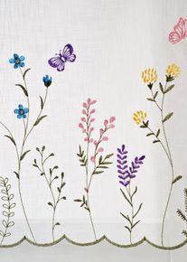 Scheibengardine mit floraler Stickerei, wei&szlig;, Gr&ouml;&szlig;e 30x85 cm, bonprix